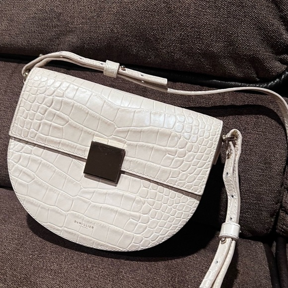 Authentic Demellier Oslo Cream leather Croc effect bag. - Picture 2 of 9